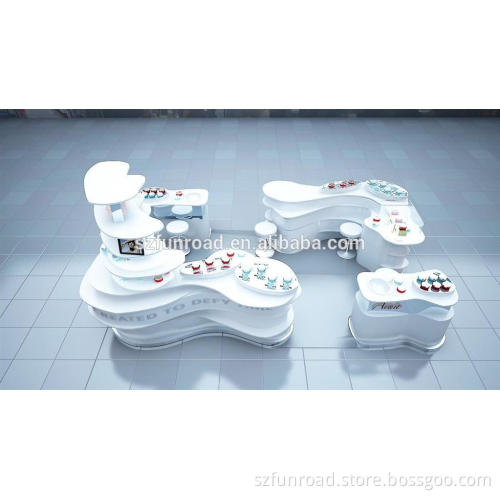 Free design makeup store interior decoration cosmetic display counter showcase